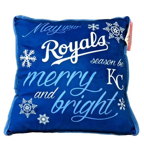 Kansas City Royals Pillow Christmas NEW Blue & White 15"x15" Square MLB Baseball - Picture 1 of 9